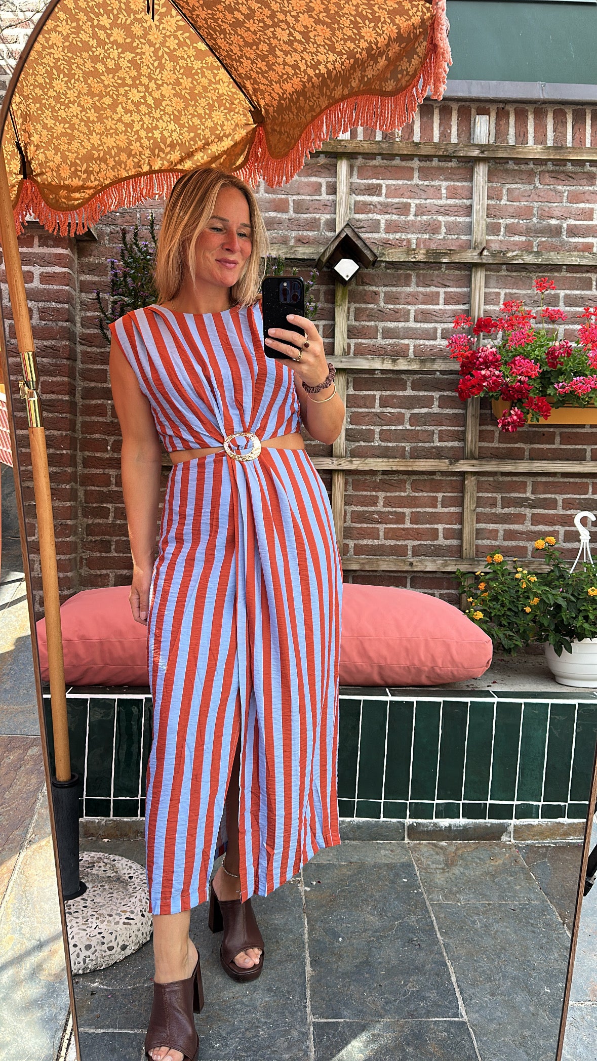 Iva - strepen jurk met gesp