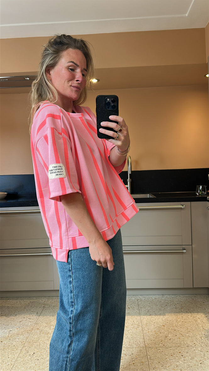 Ellis - strepen sweater korte mouw