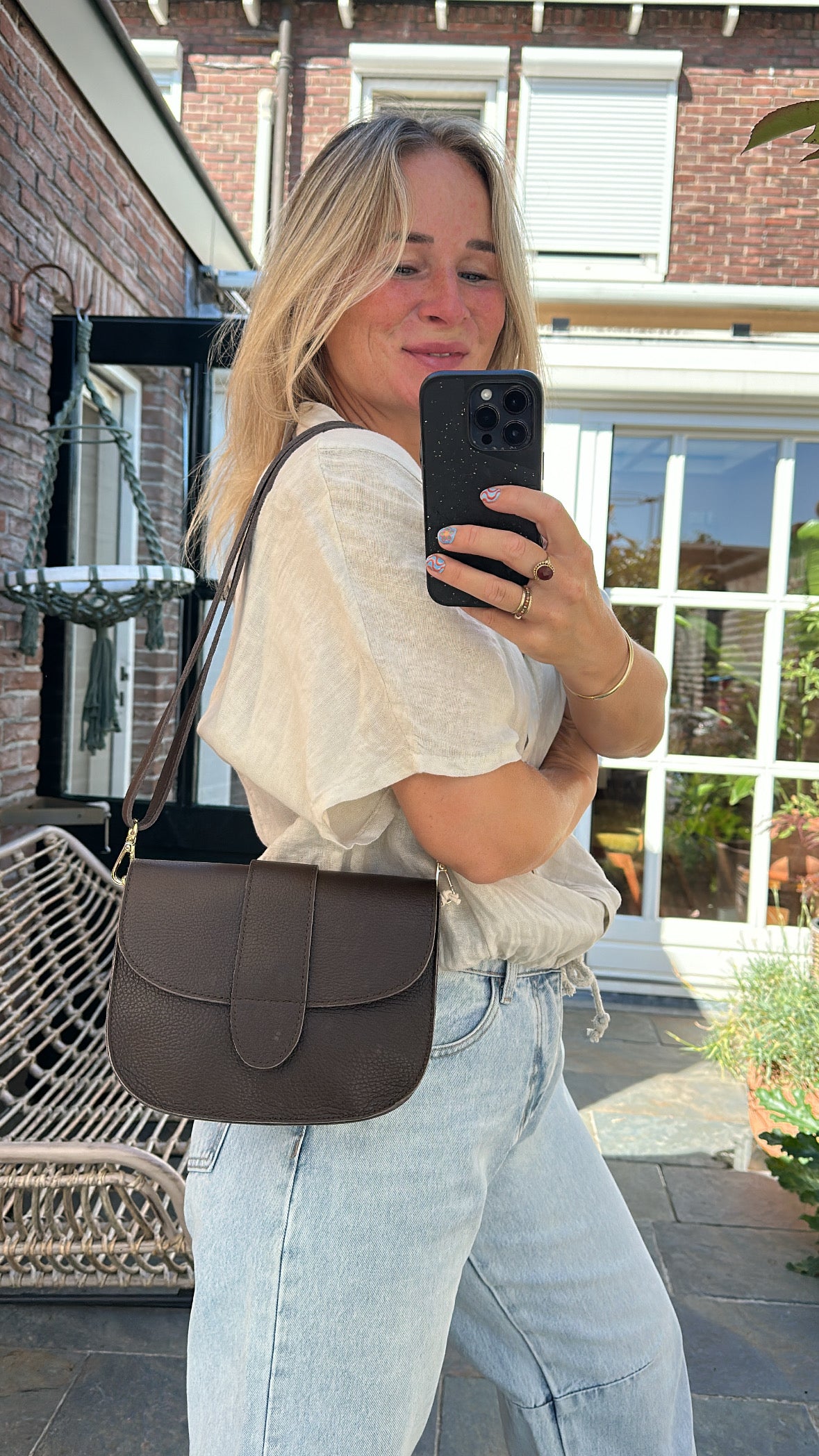 Moon bag - bruin leer