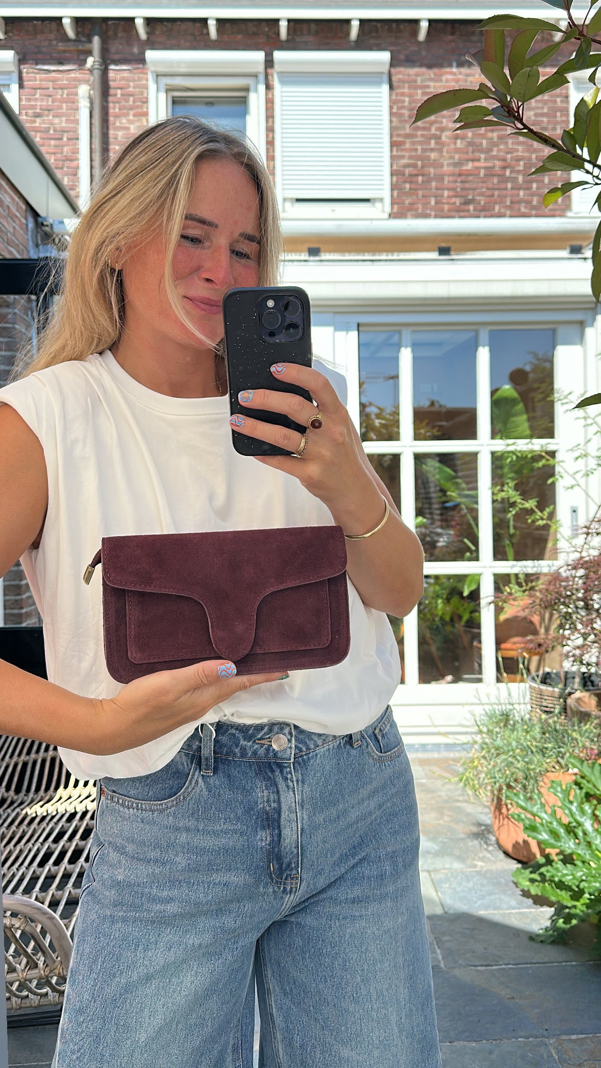 Margot - burgundy suède tas