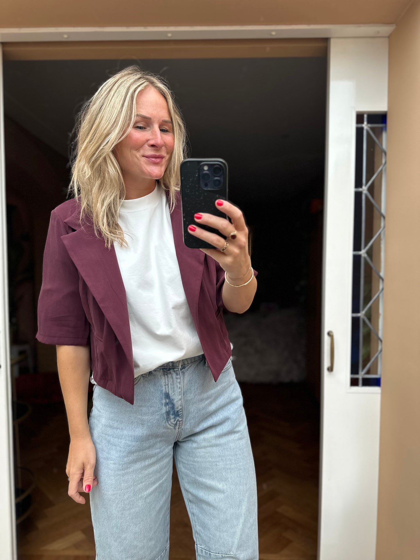 Feia - bordeaux blazer korte mouw