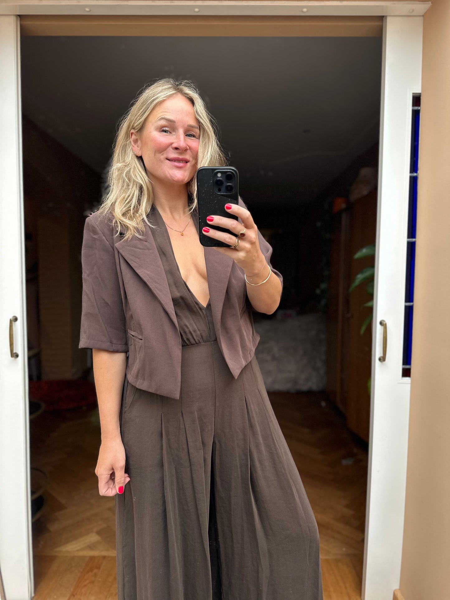 Feia - taupe blazer korte mouw