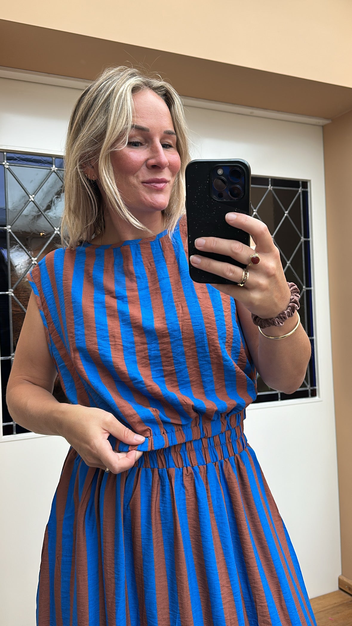 Heidi - blauw/bruin gestreepte rok met top