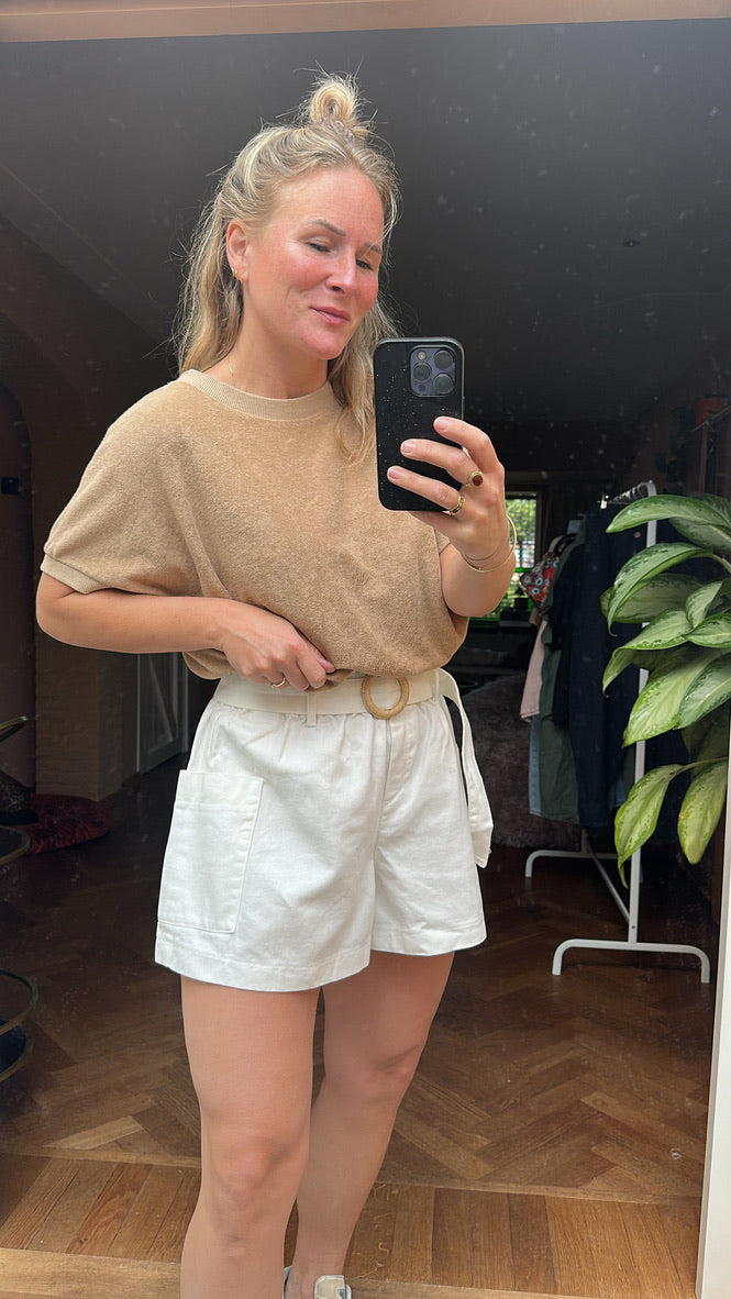 Soline - witte denim short met riem