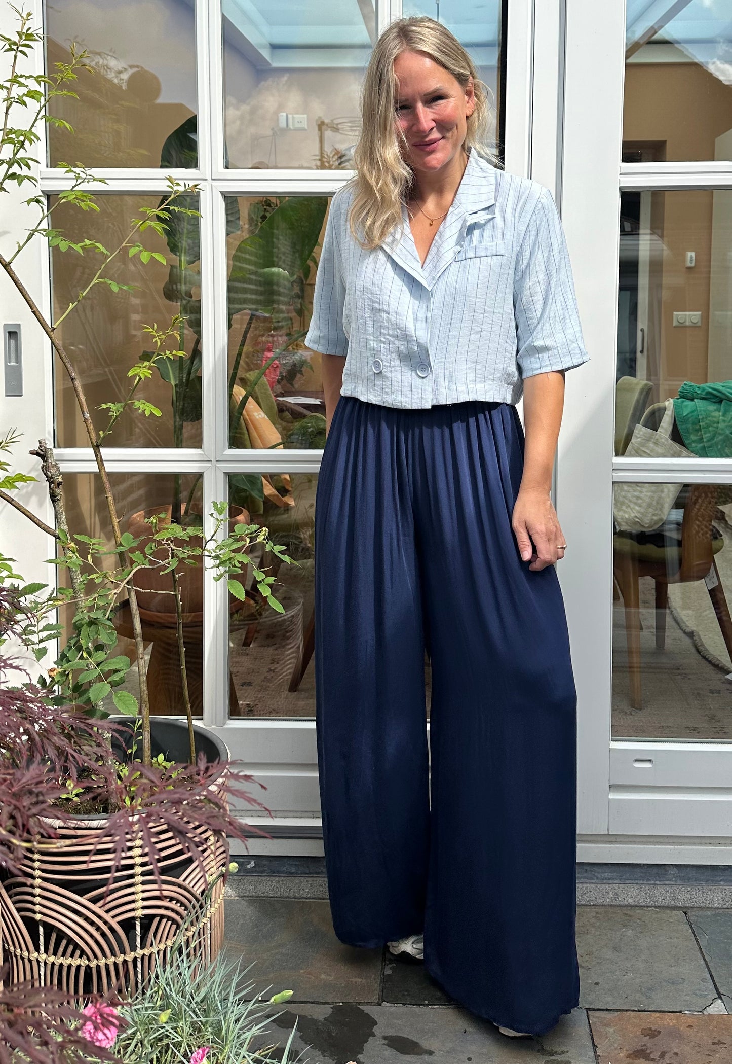 Gaia - viscose broek blauw