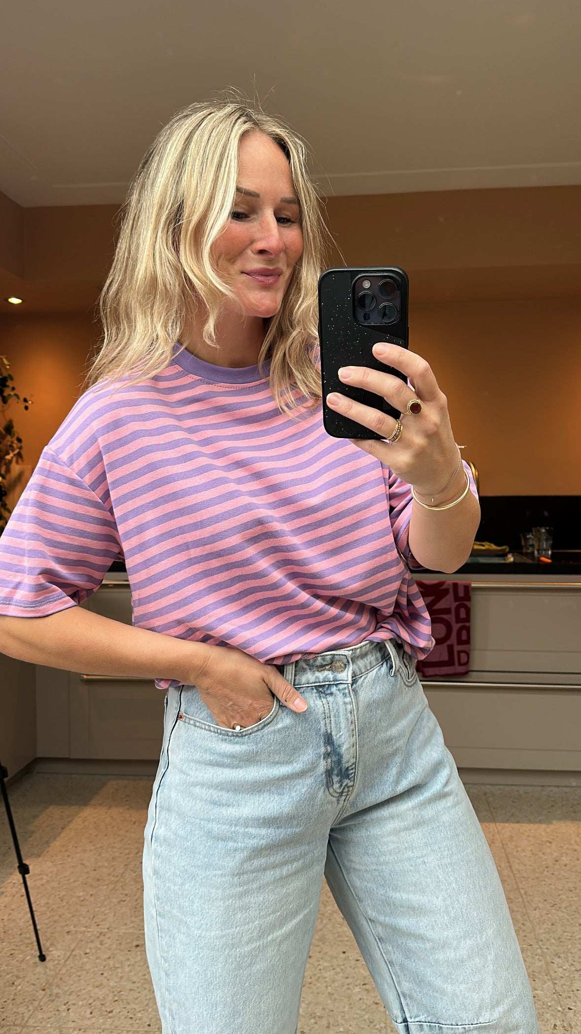 Beau - strepen t-shirt roze paars