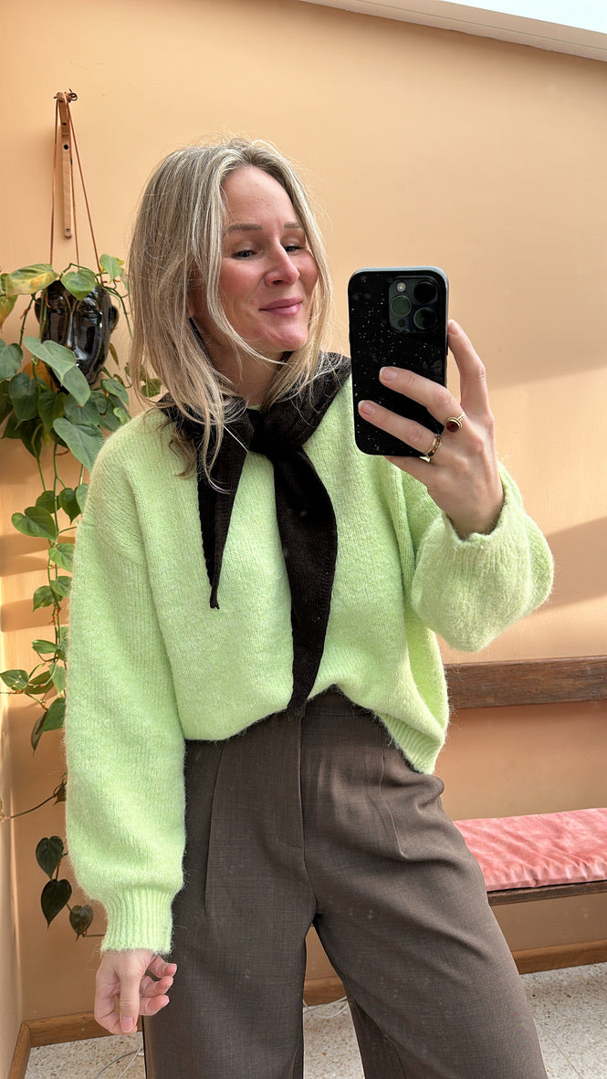 Bridget - lime gebreide trui