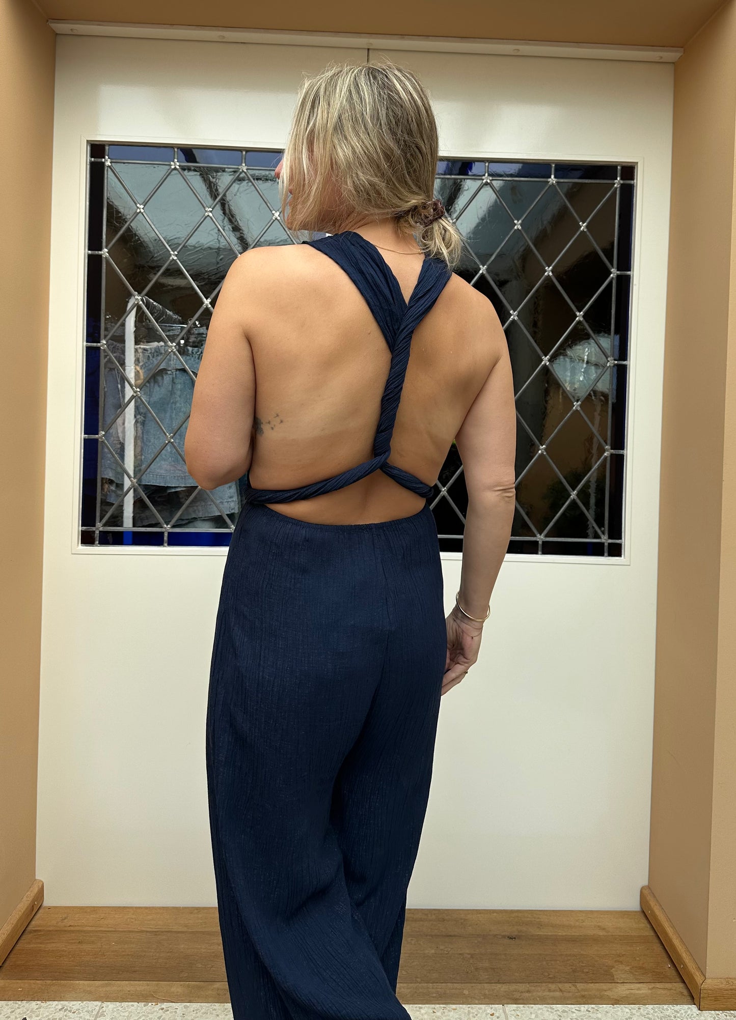 Farou - jumpsuit blauw glittertje