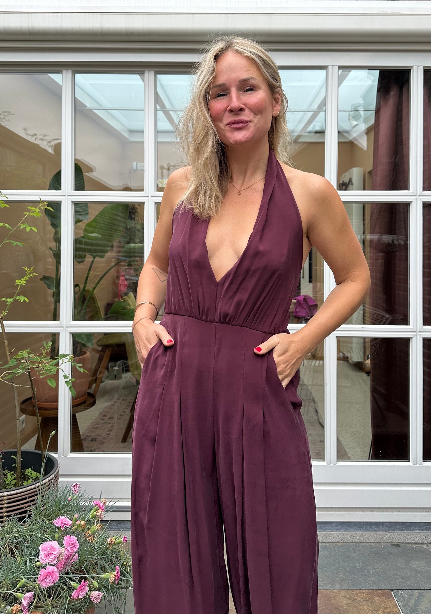 Flavia - bordeaux jumpsuit halter