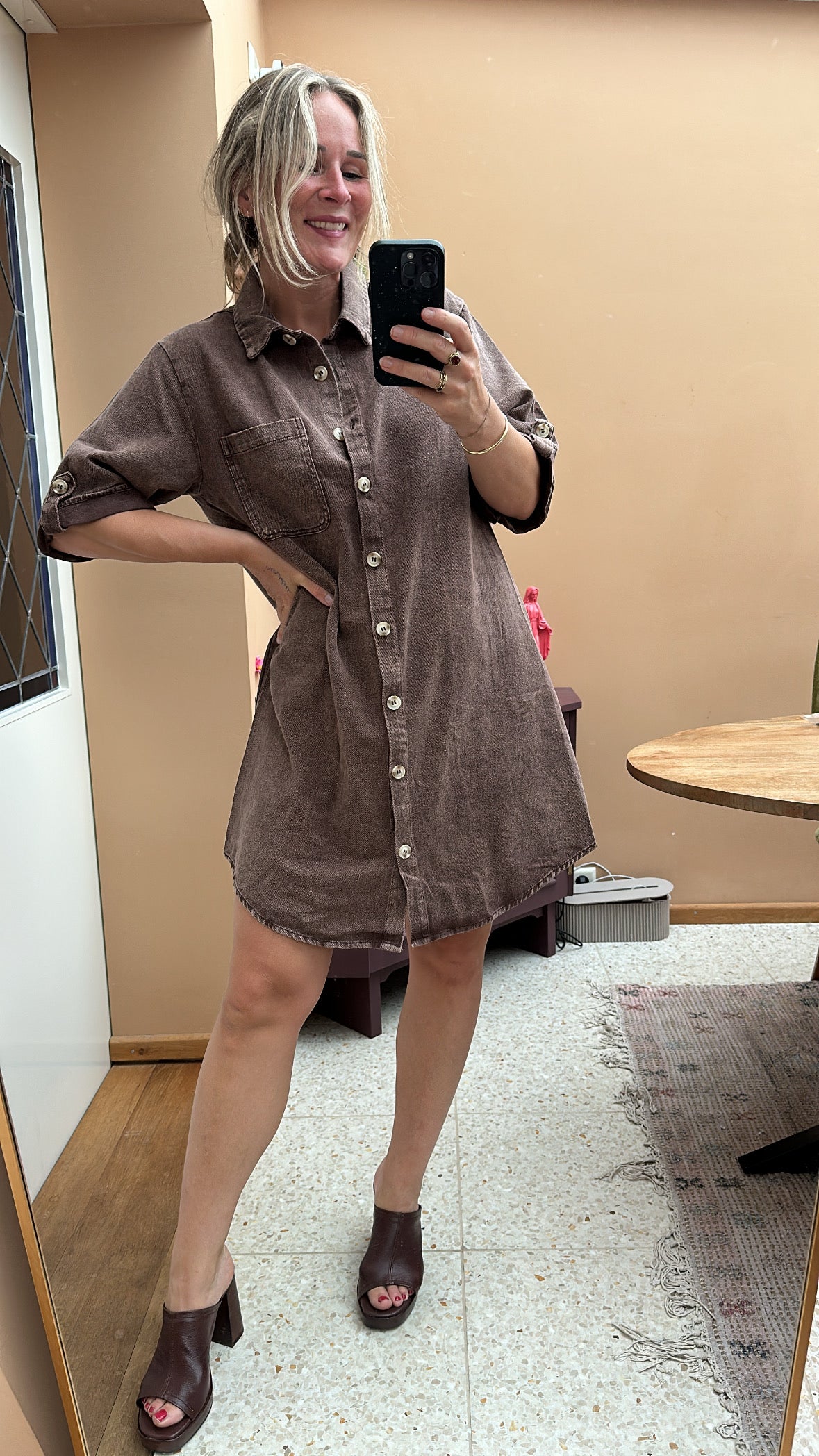 Hajar - bruin blouse jurkje