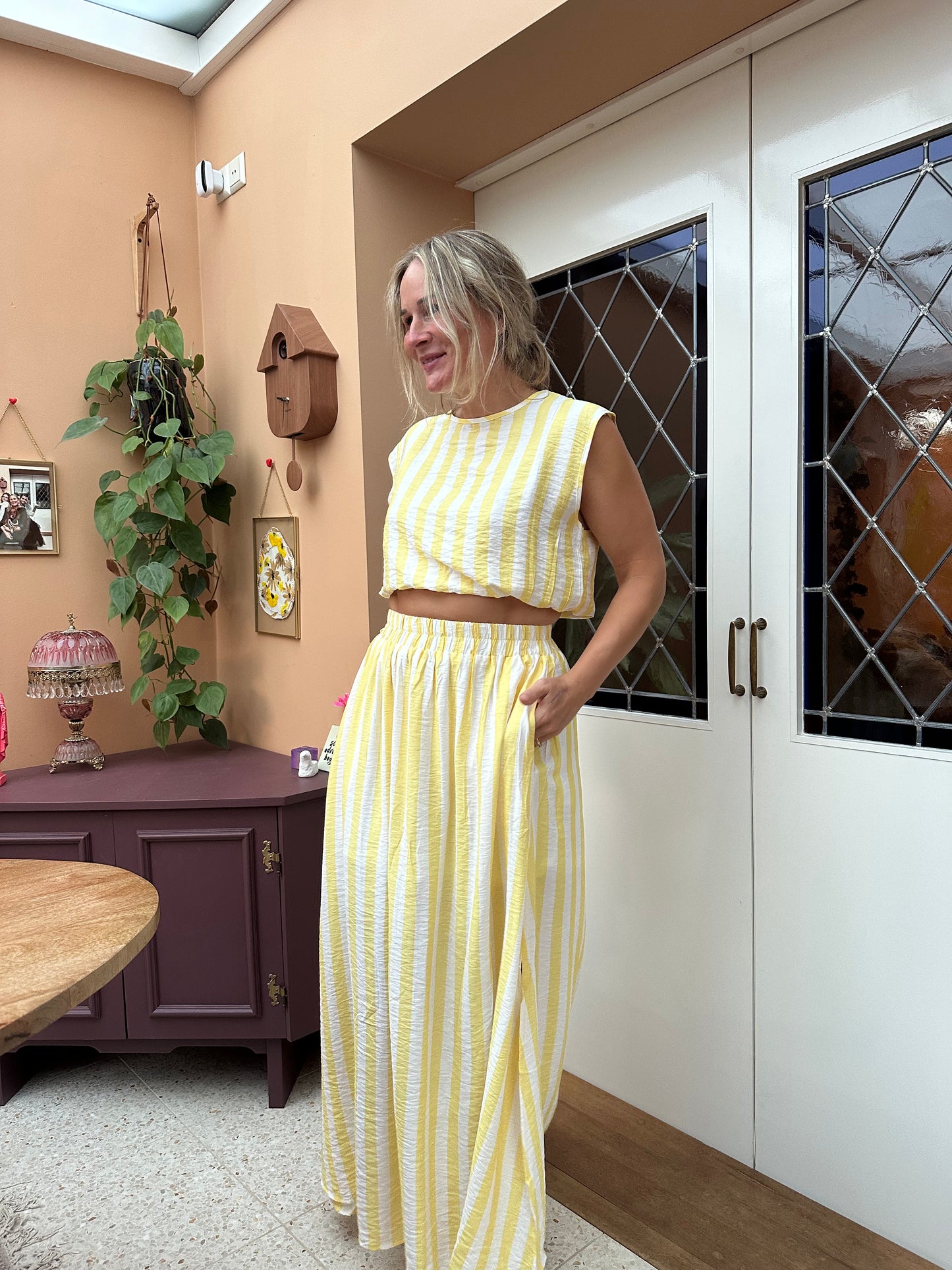 Heidi - geel/wit gestreepte rok met top