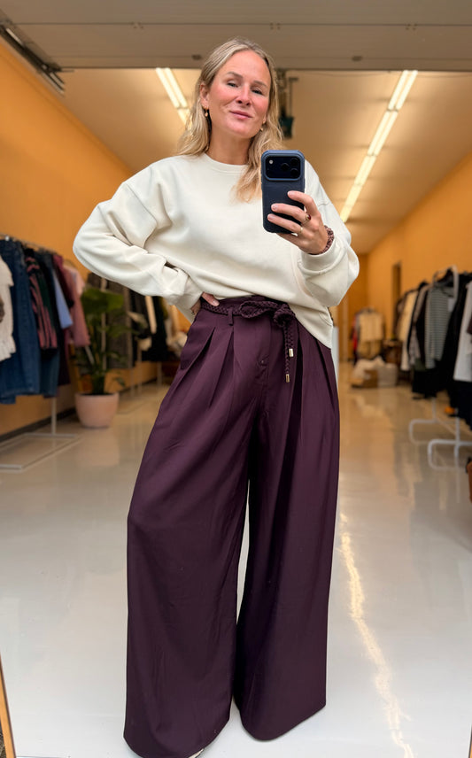 Lewis - bordeaux wijde pantalon elastiek achter