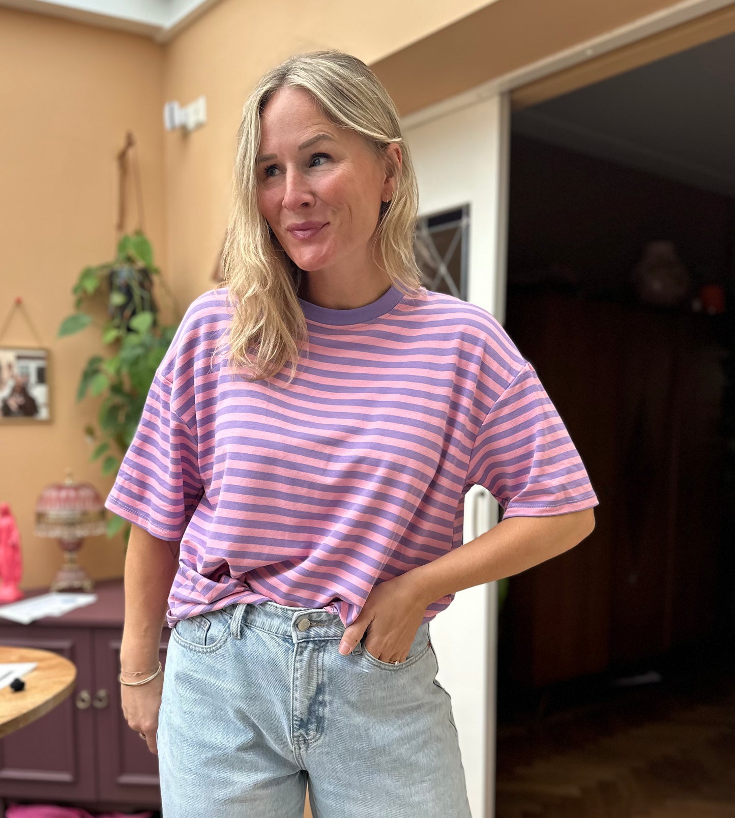 Beau - strepen t-shirt roze paars