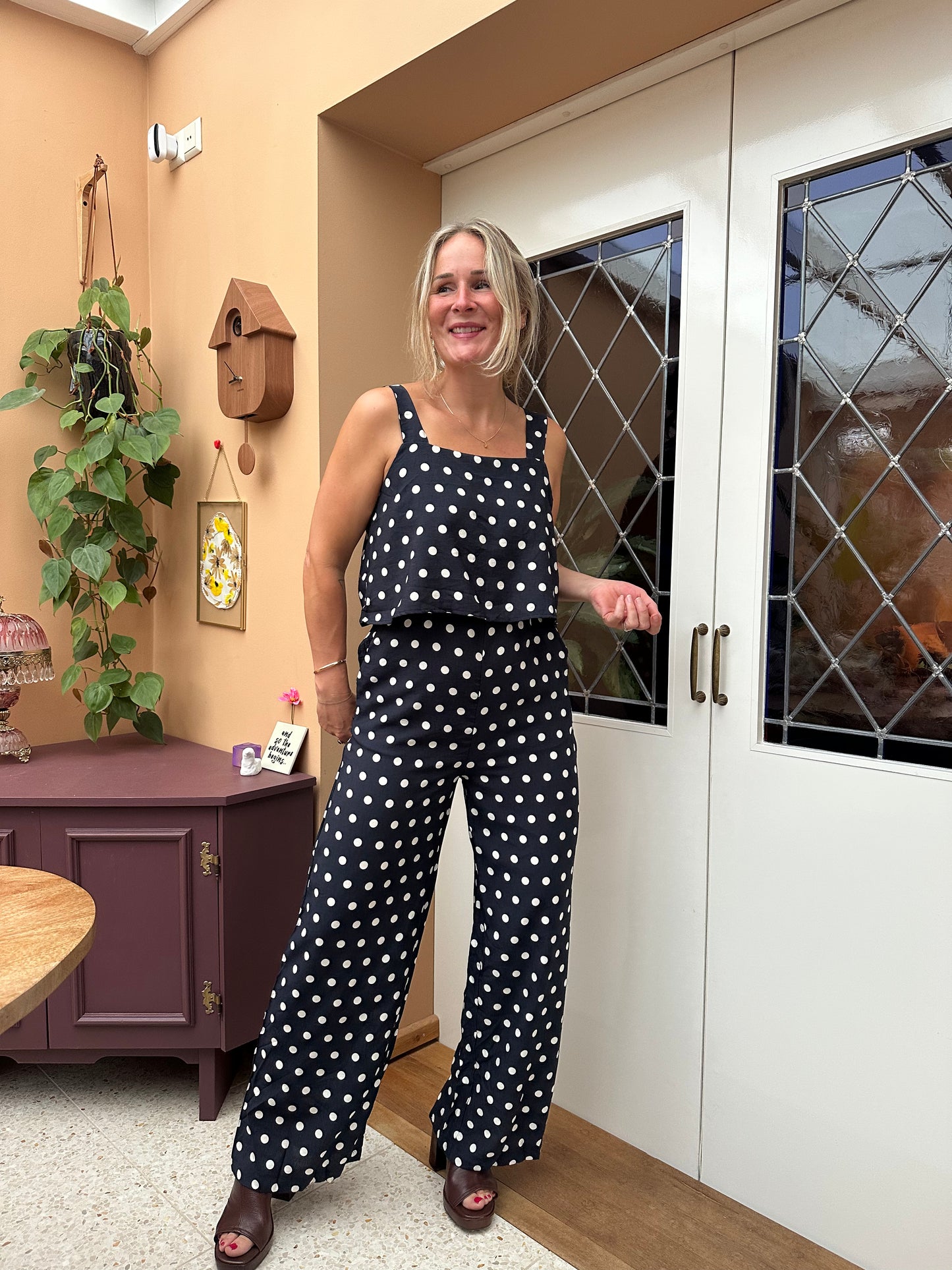 Hiba - jumpsuit stip blauw/wit