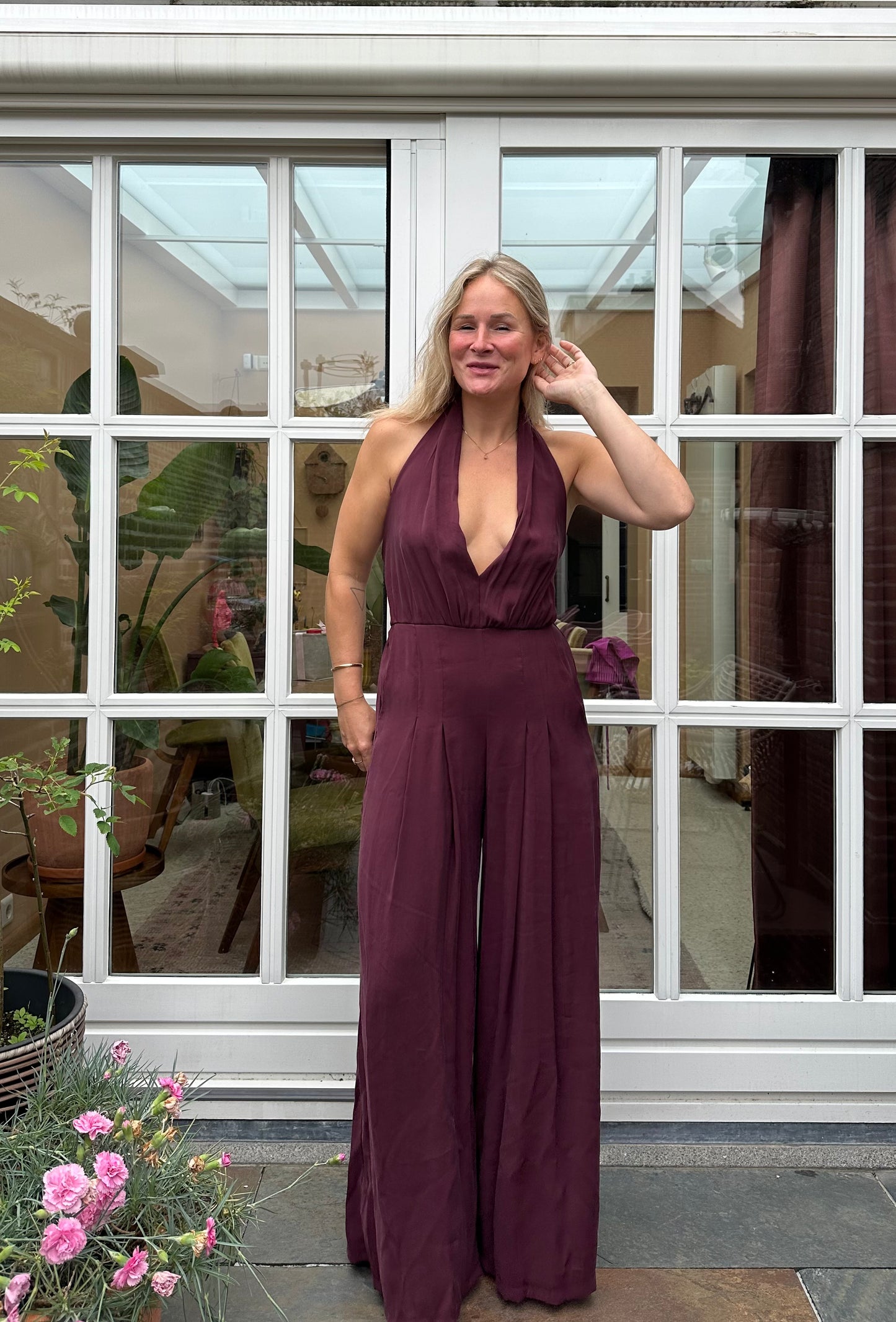 Flavia - bordeaux jumpsuit halter