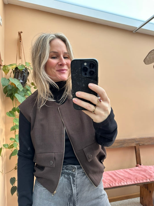 Garwin - bruin gilet oversized