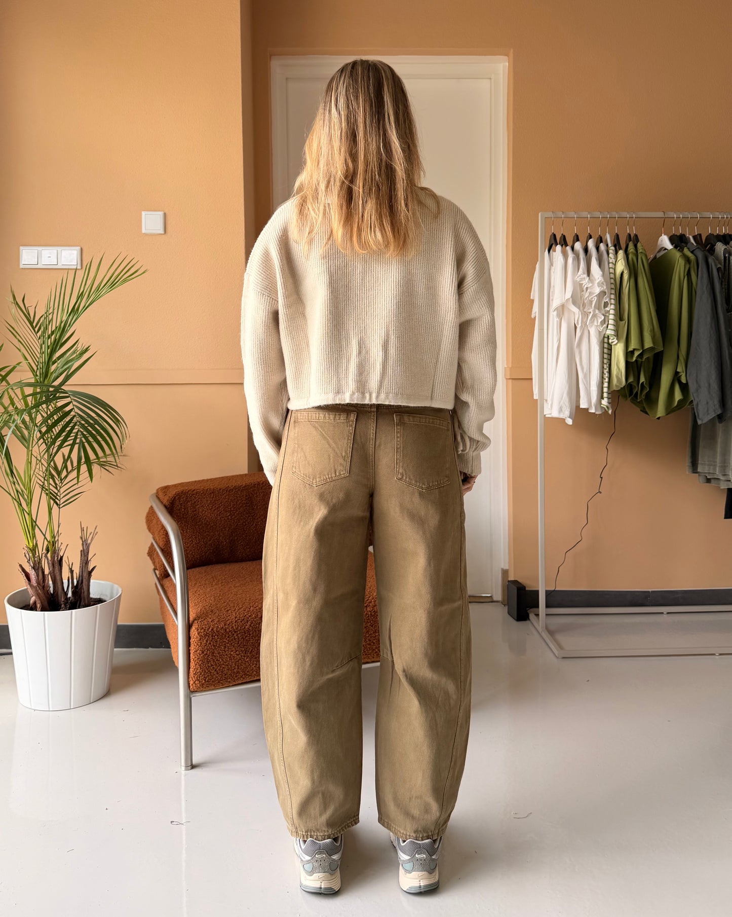 Fiora - barrel jeans olive