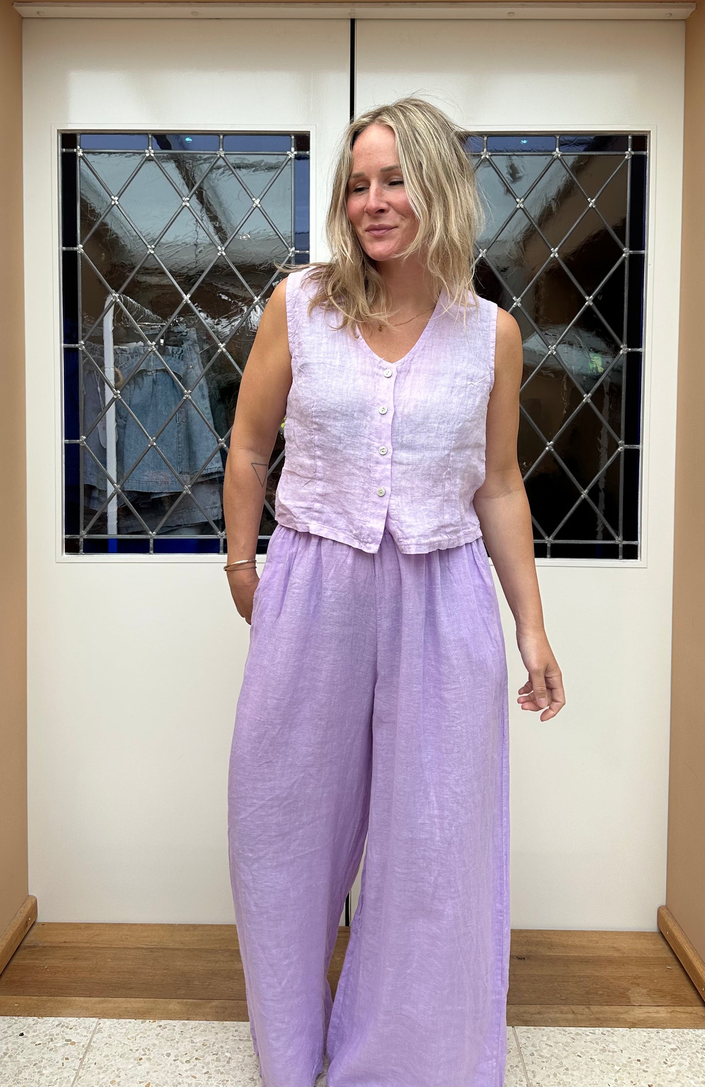 Free - linnen giletje lila