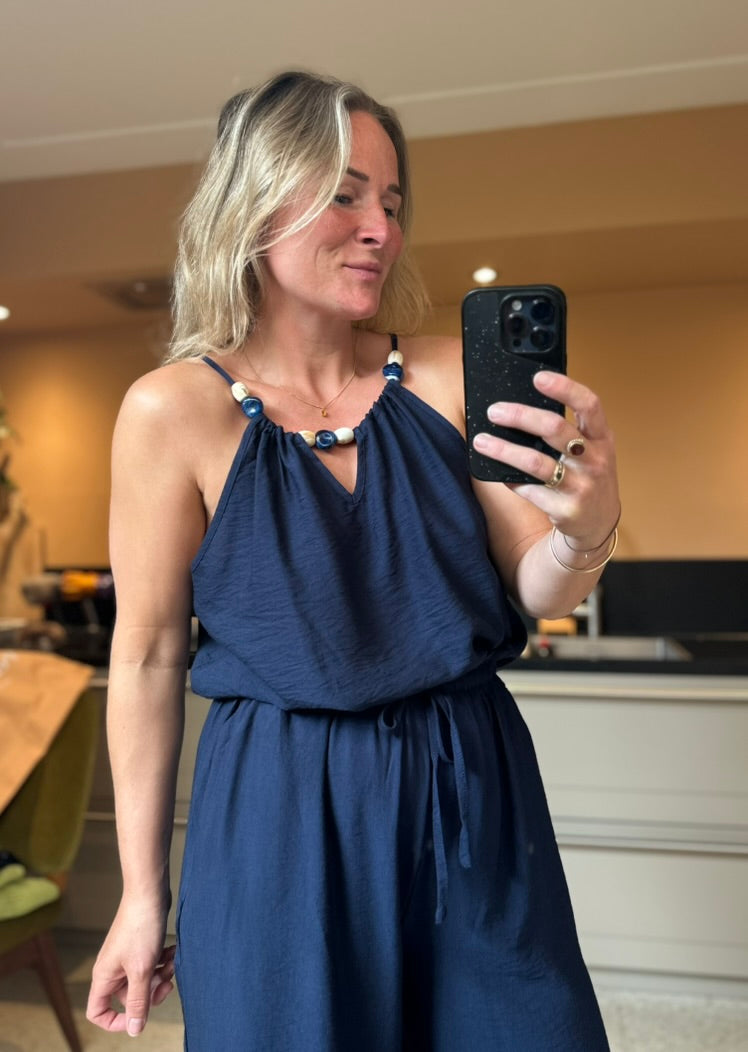 Elin - donker blauwe top kralen