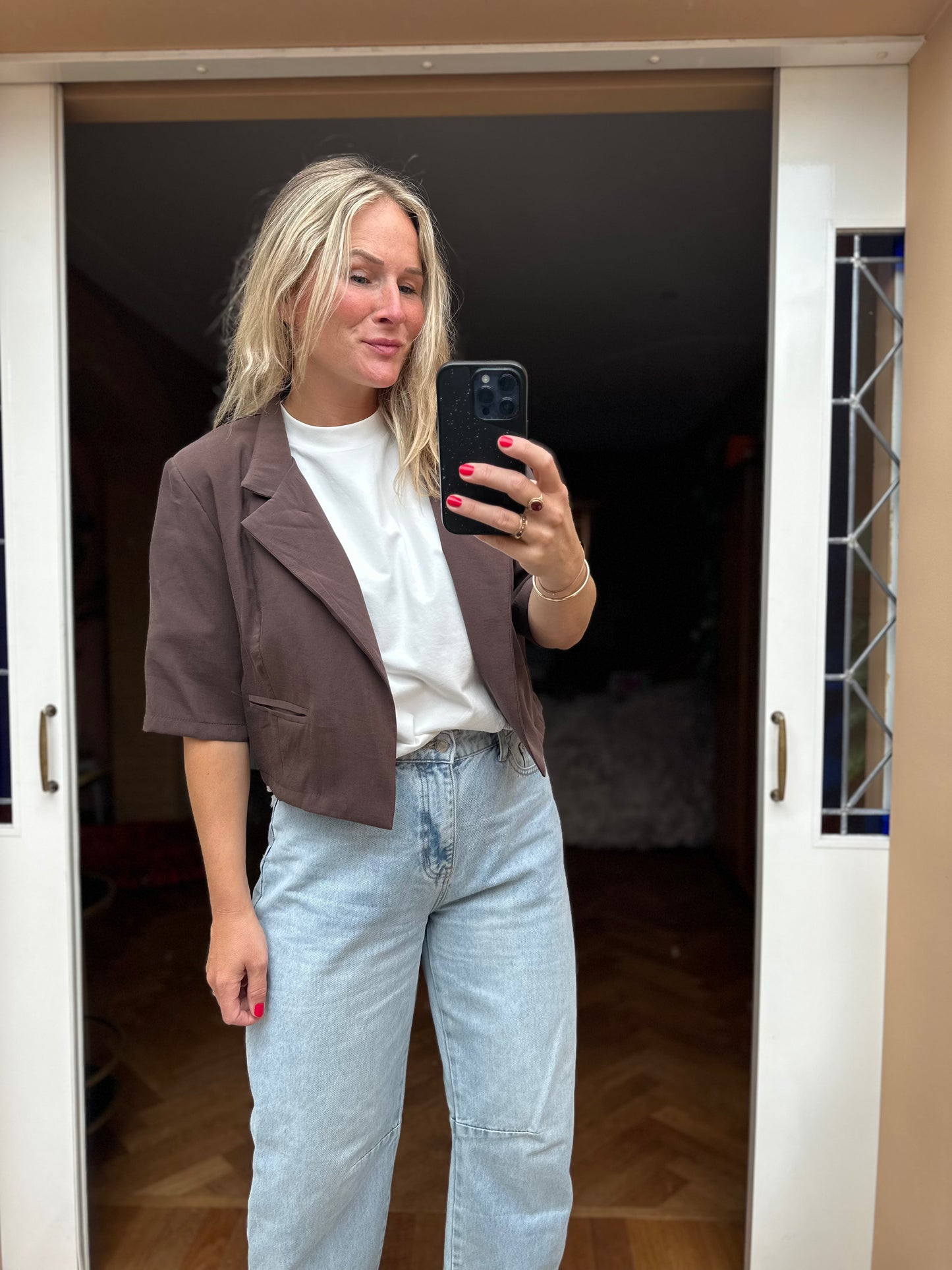 Feia - taupe blazer korte mouw