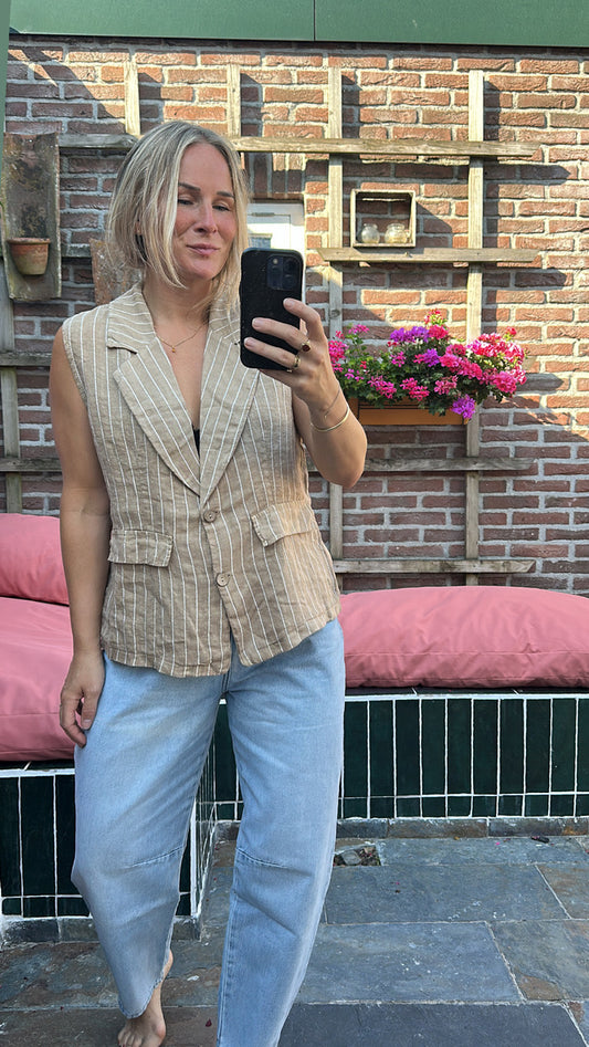 Gemma - strepen gilet zand