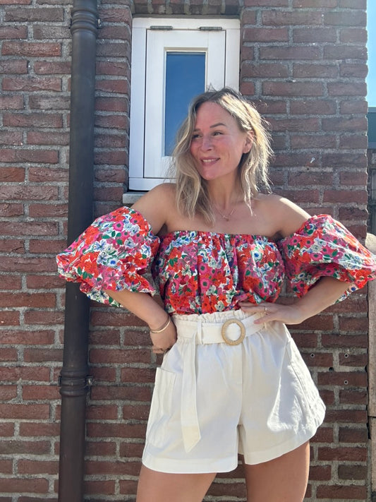 Soline - witte denim short met riem