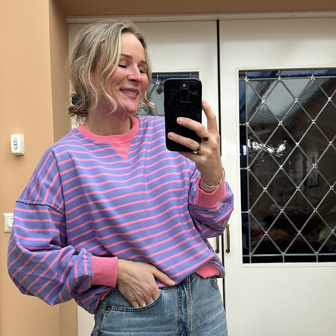 An - strepen oversized sweater lila / roze