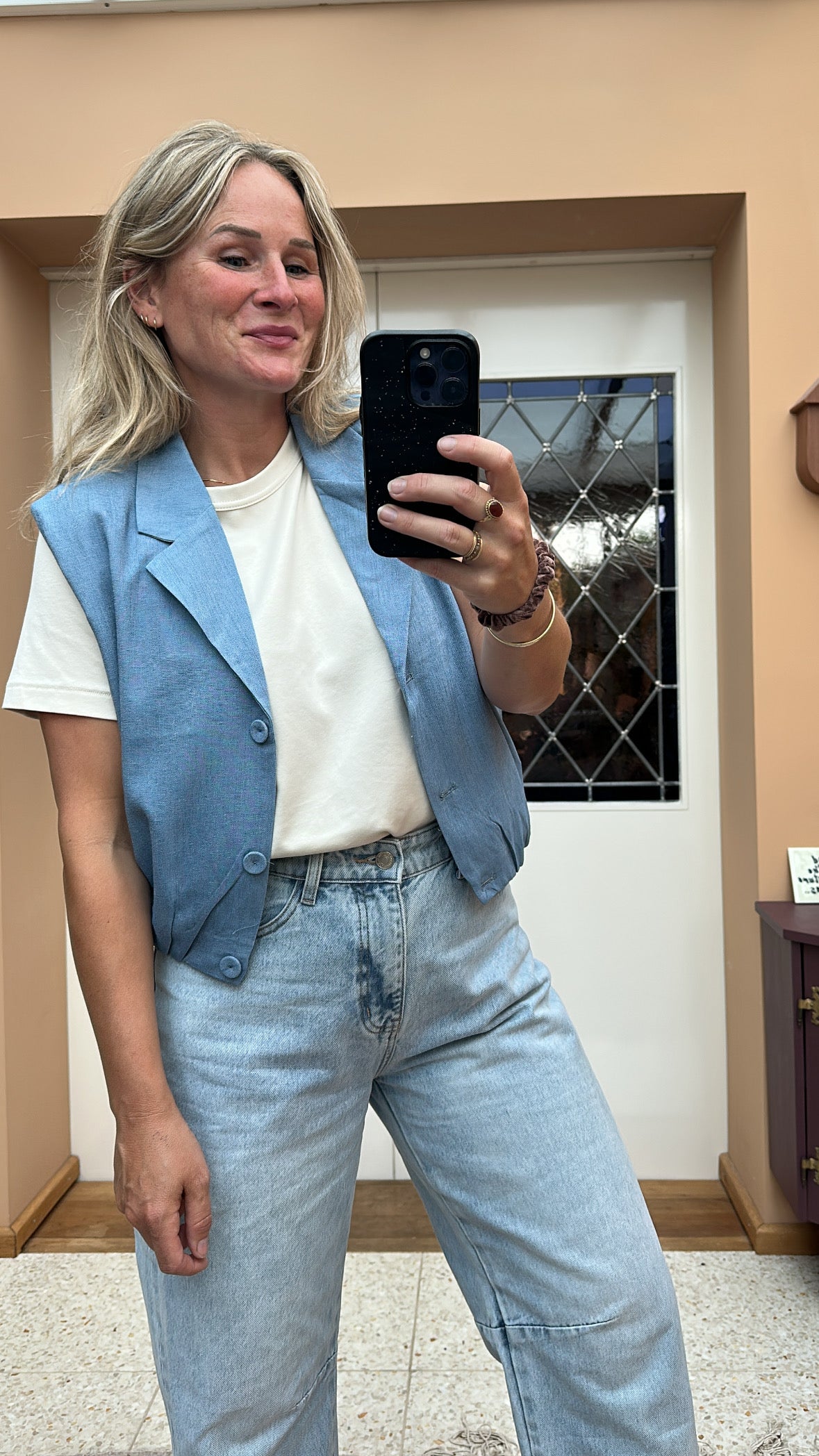 Dewina - gilet wijd blauw