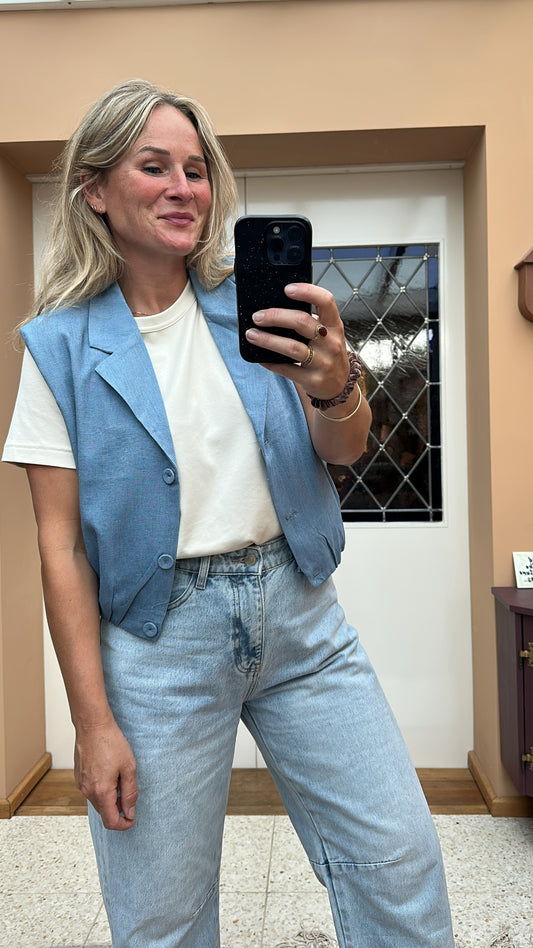 Dewina - gilet wijd blauw
