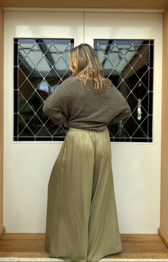 Donna - glanzende broek / rok groen
