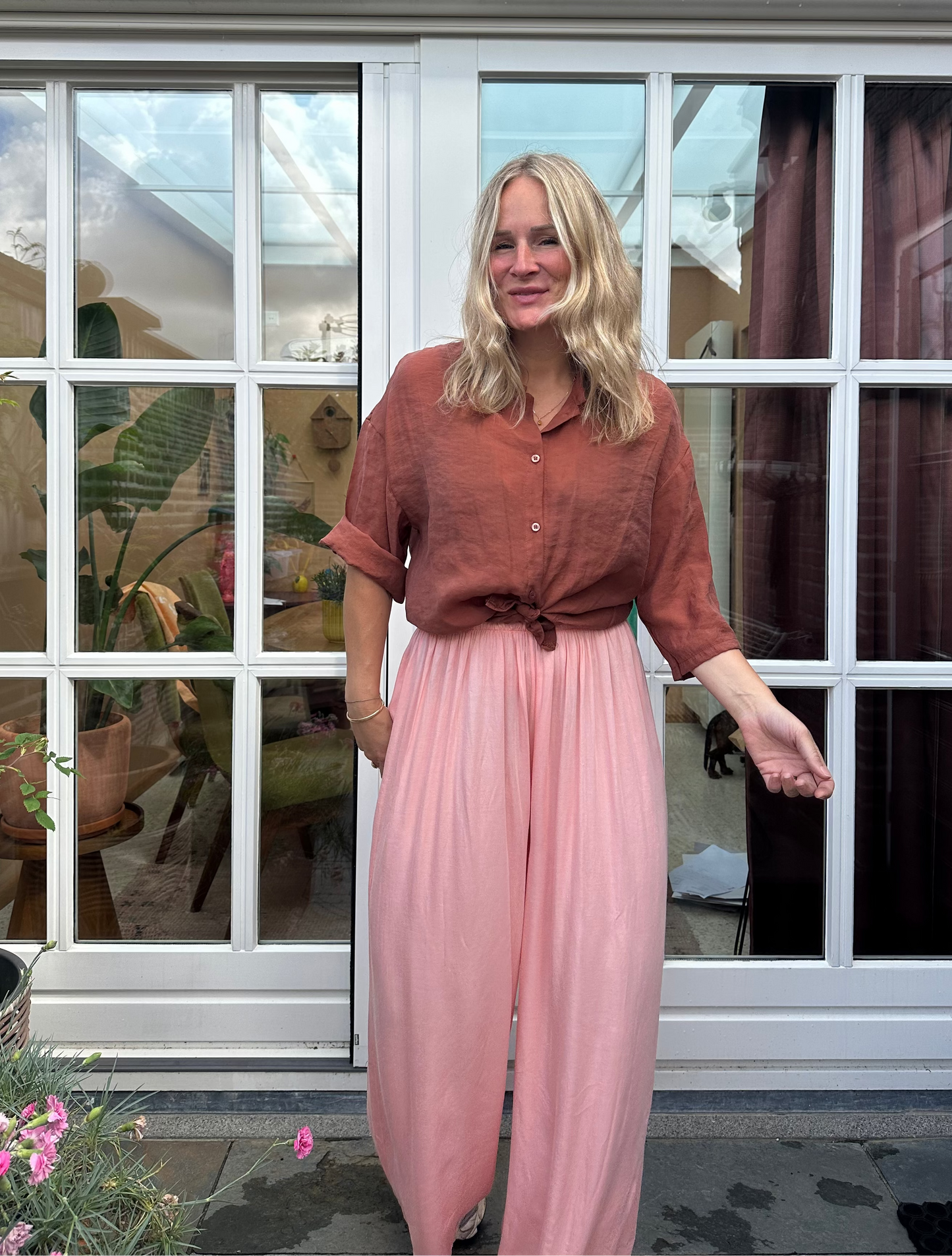 Gaia - viscose broek roze
