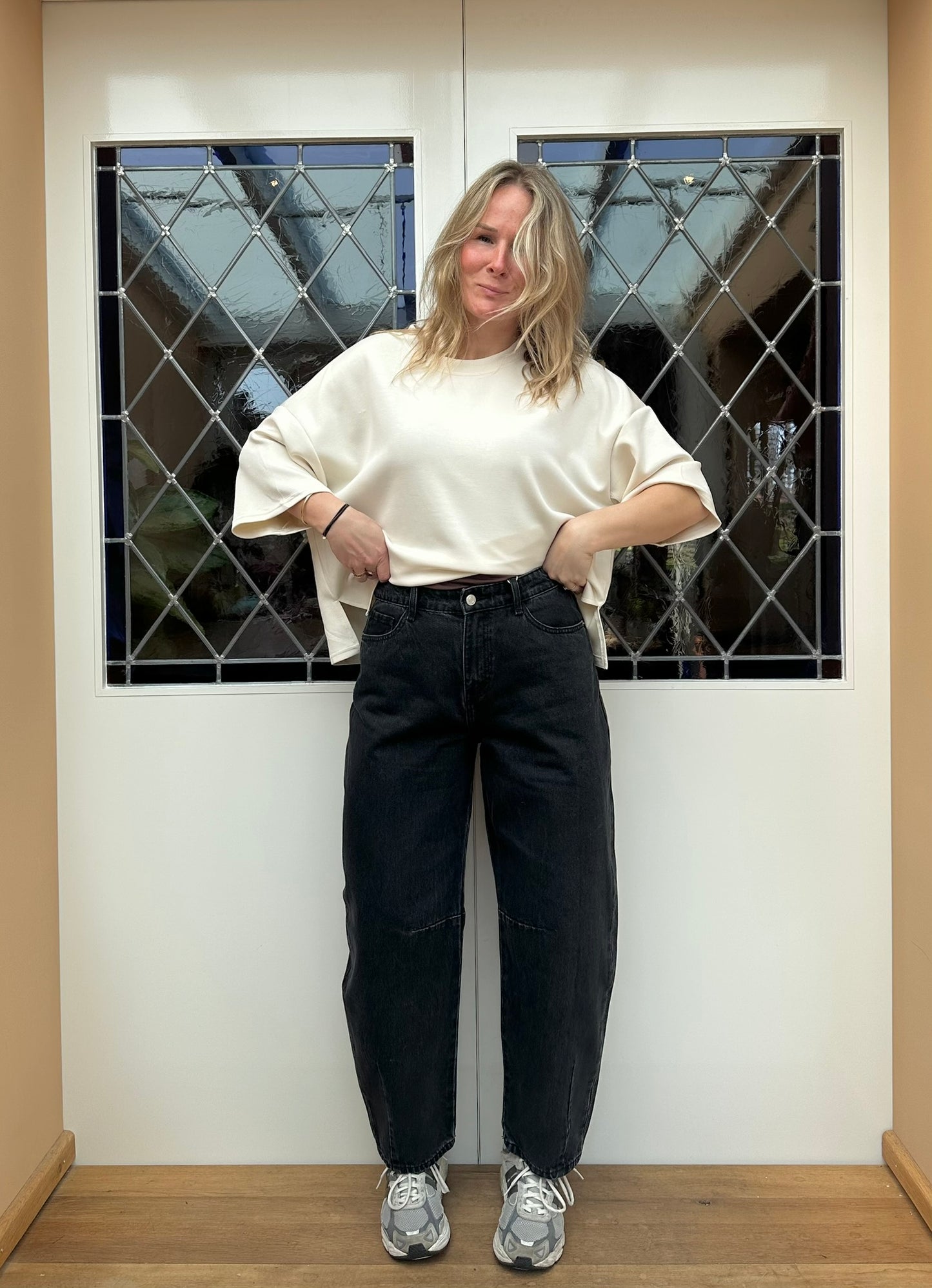 Brandy - Donker grijze ballon jeans