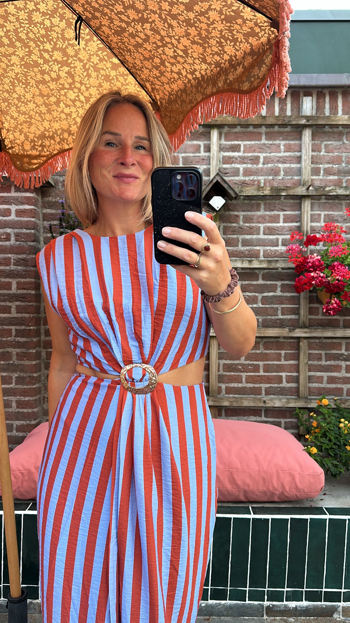 Iva - strepen jurk met gesp