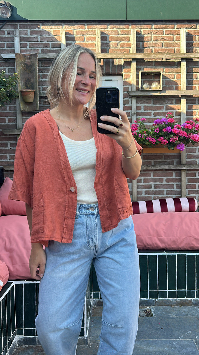 Gael - linnen blouse/jasje terra