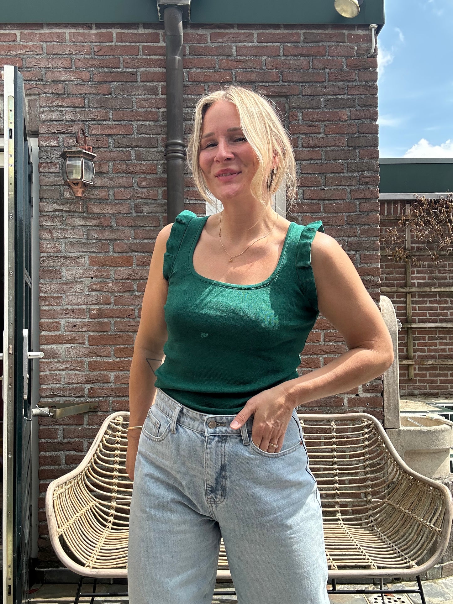 Flora - groen gebreide top