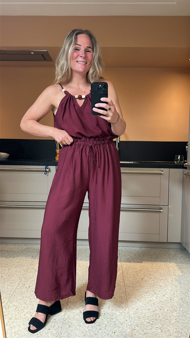 Esmee - bordeaux luchtige broek