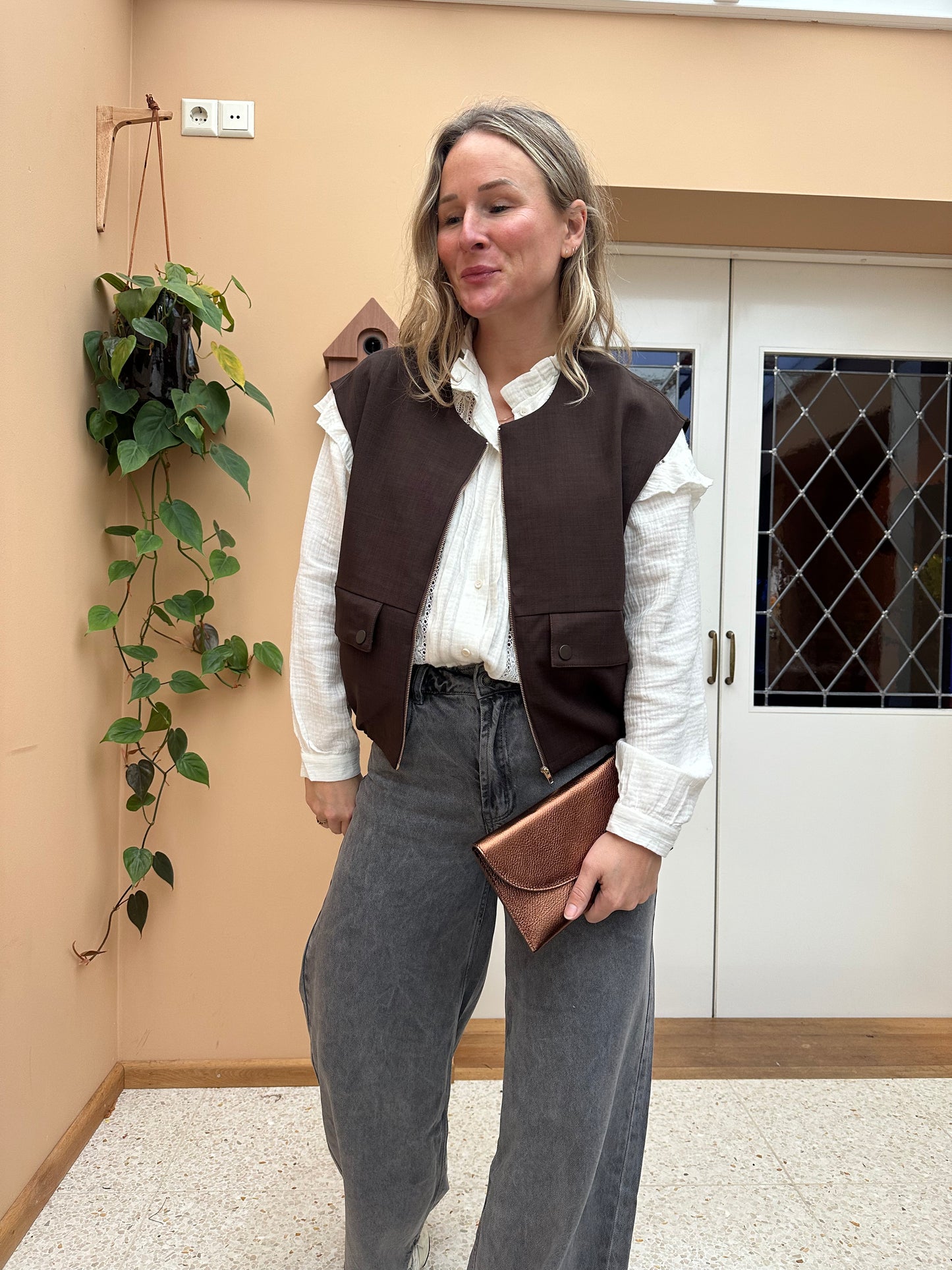Bisou - Leren clutch / tasje koper