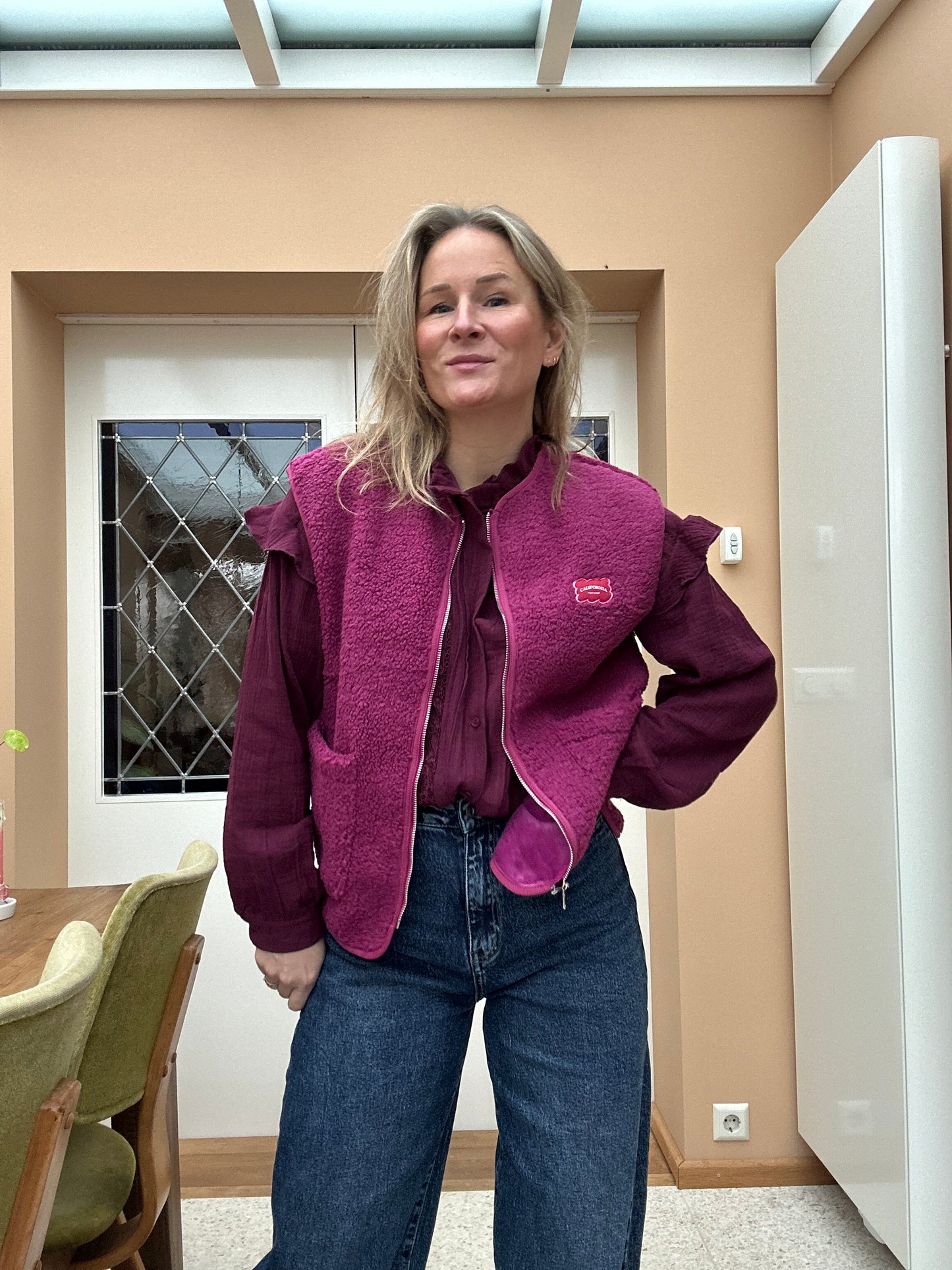 Alexa - Paars/roze blouse met kant