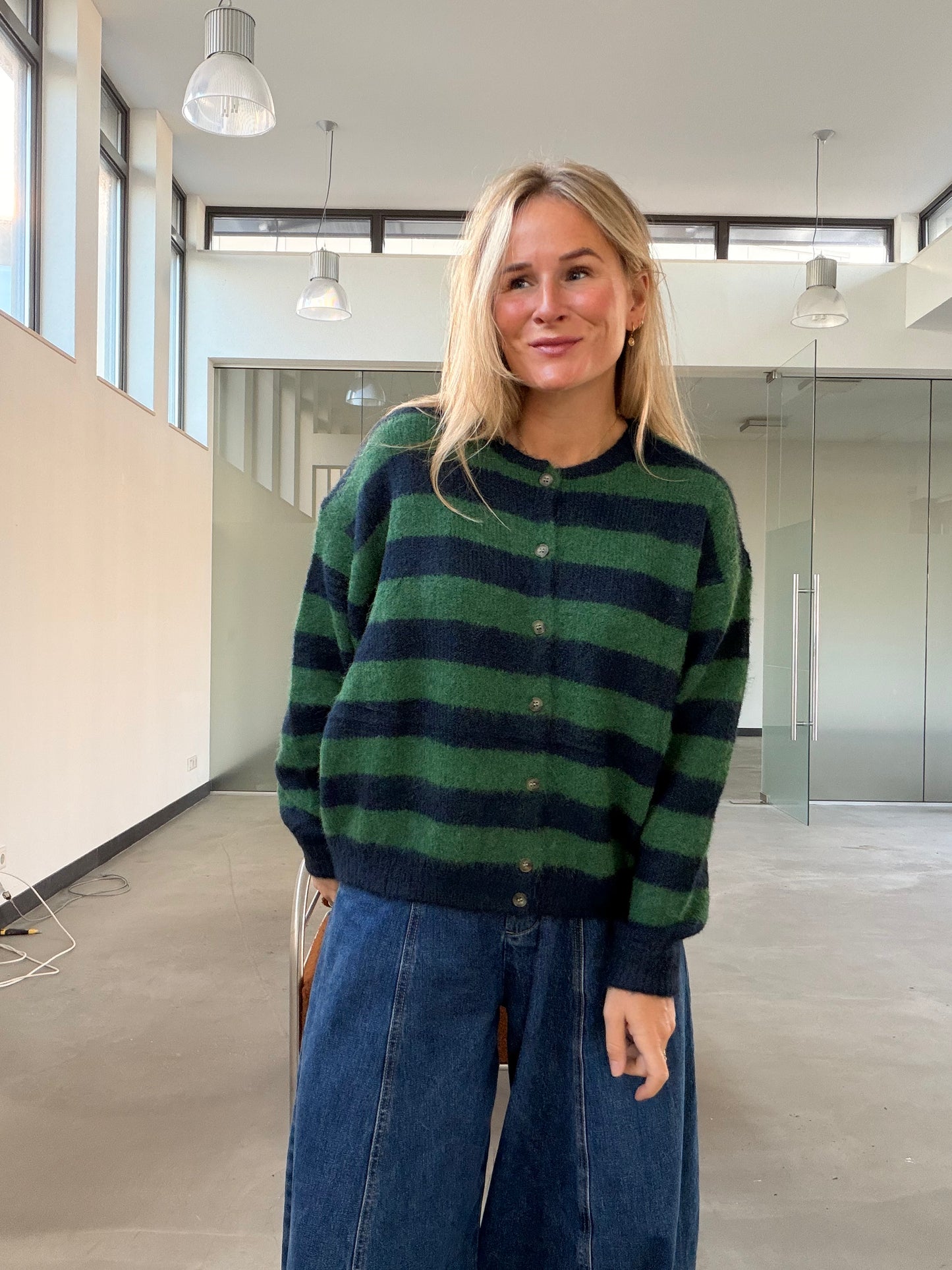 liana - groen blauw strepen vest