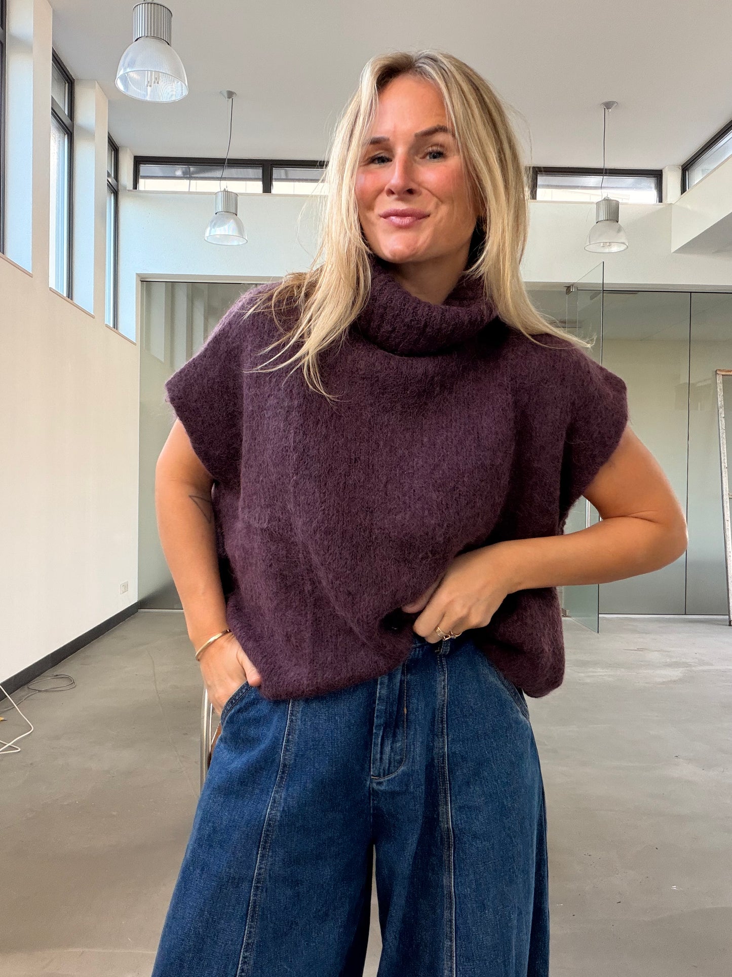 Karo - spencer met kol aubergine