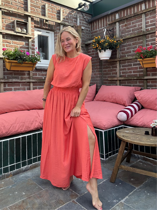 Fab - top en rok combinatie koraal