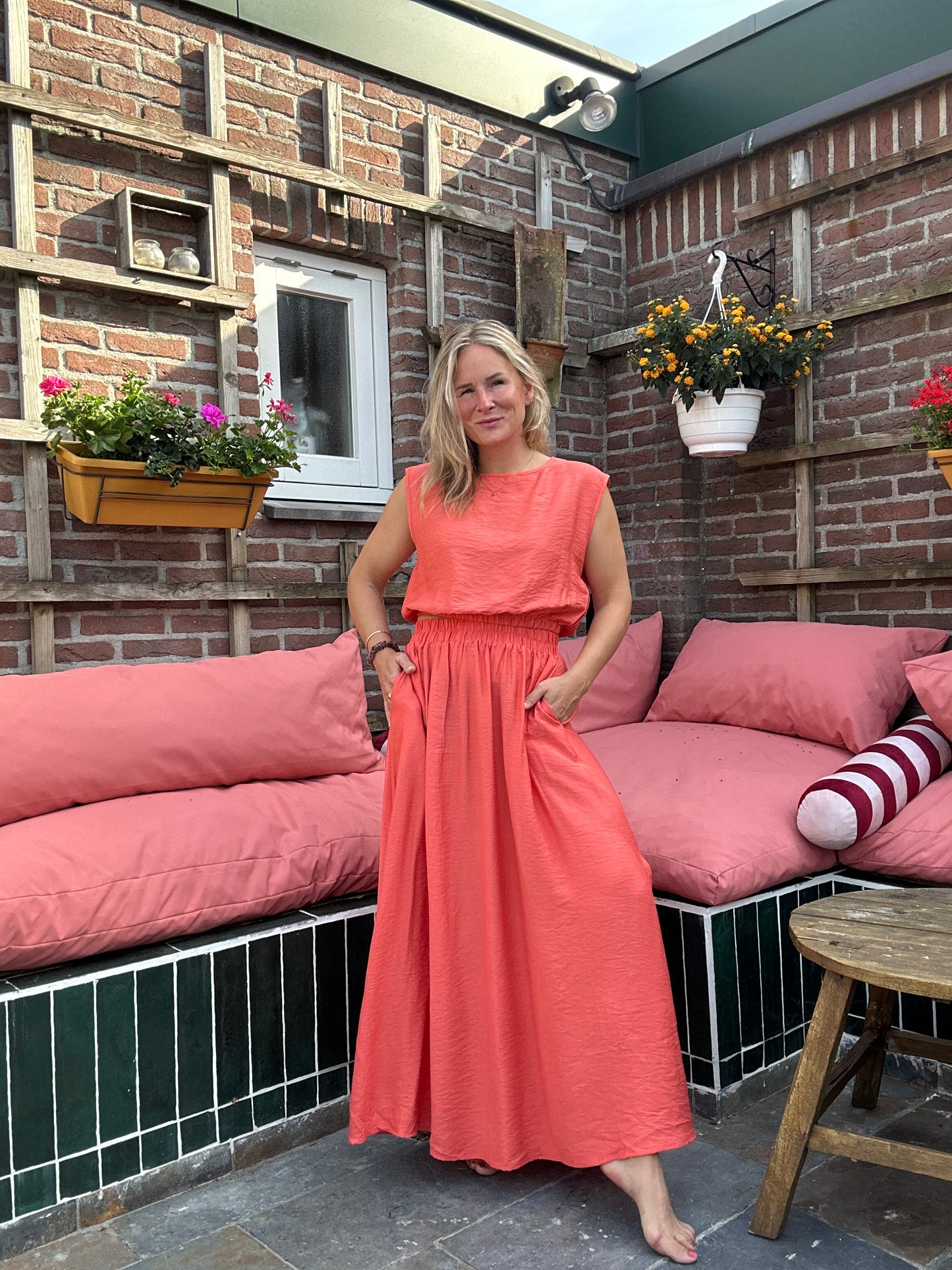Fab - top en rok combinatie koraal