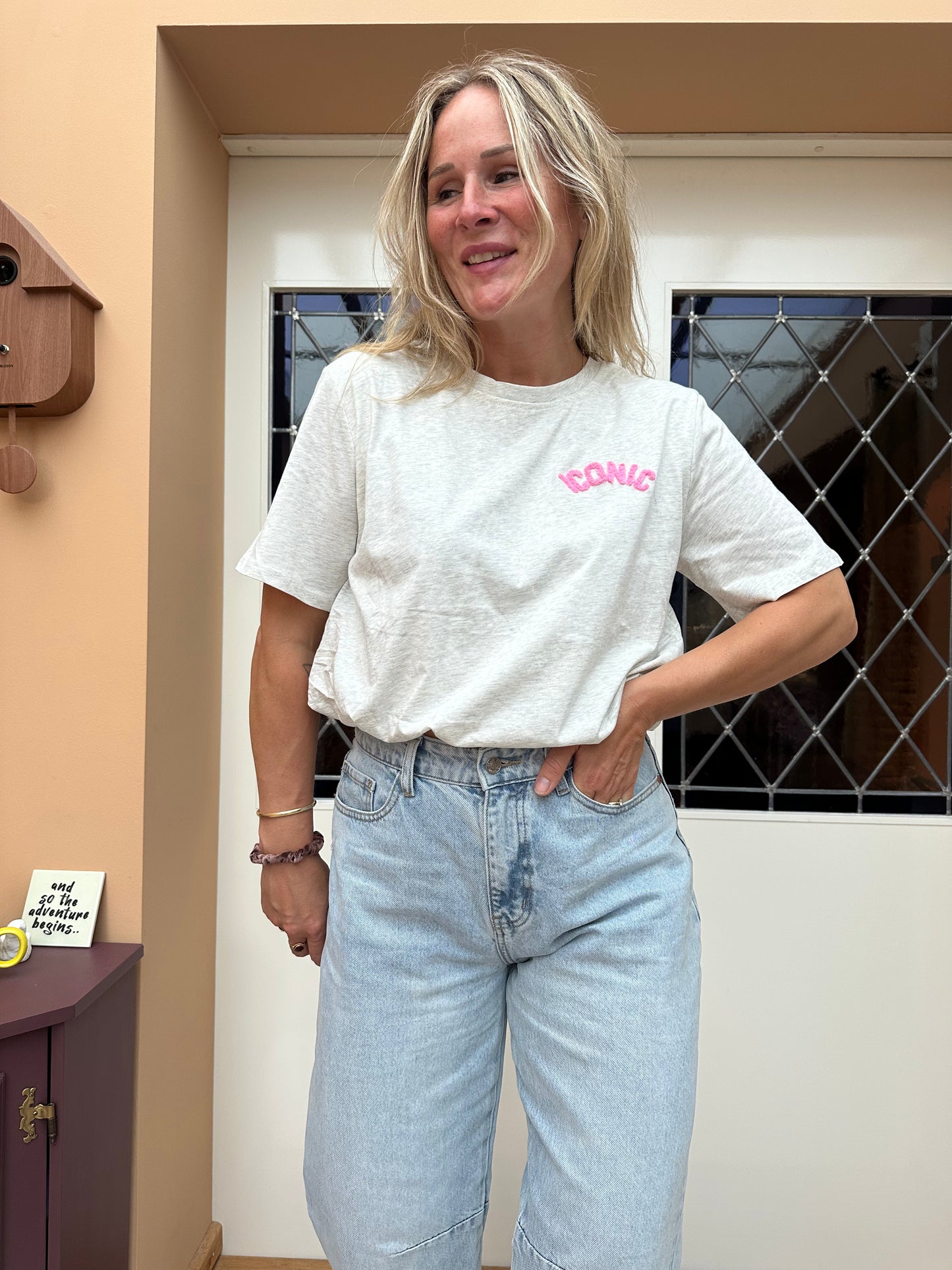 Fieve - grijs gemêleerd cropped shirt iconic