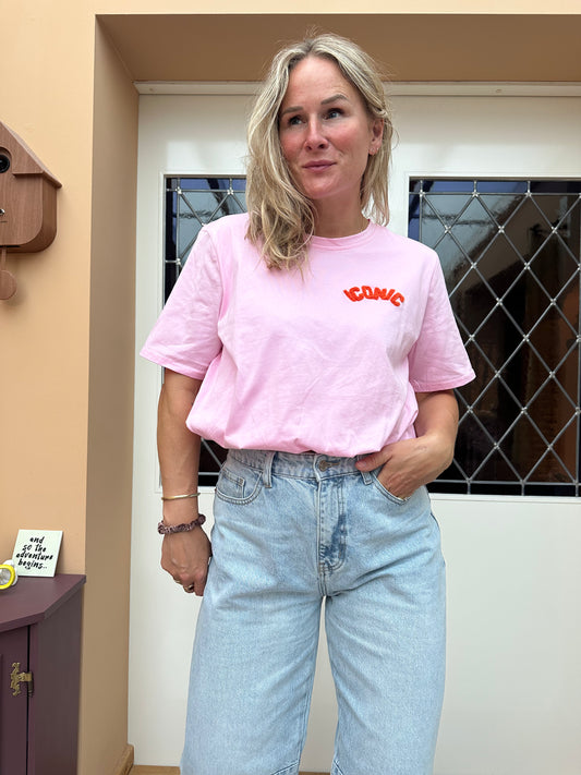 Fieve - roze cropped shirt iconic