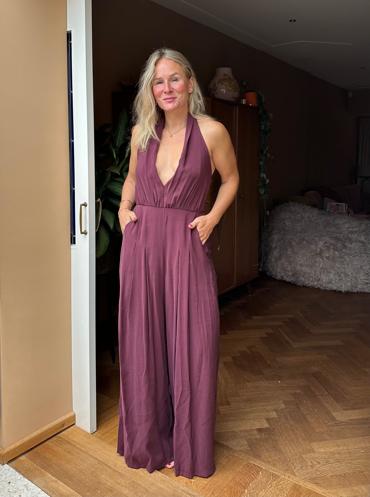 Flavia - bordeaux jumpsuit halter