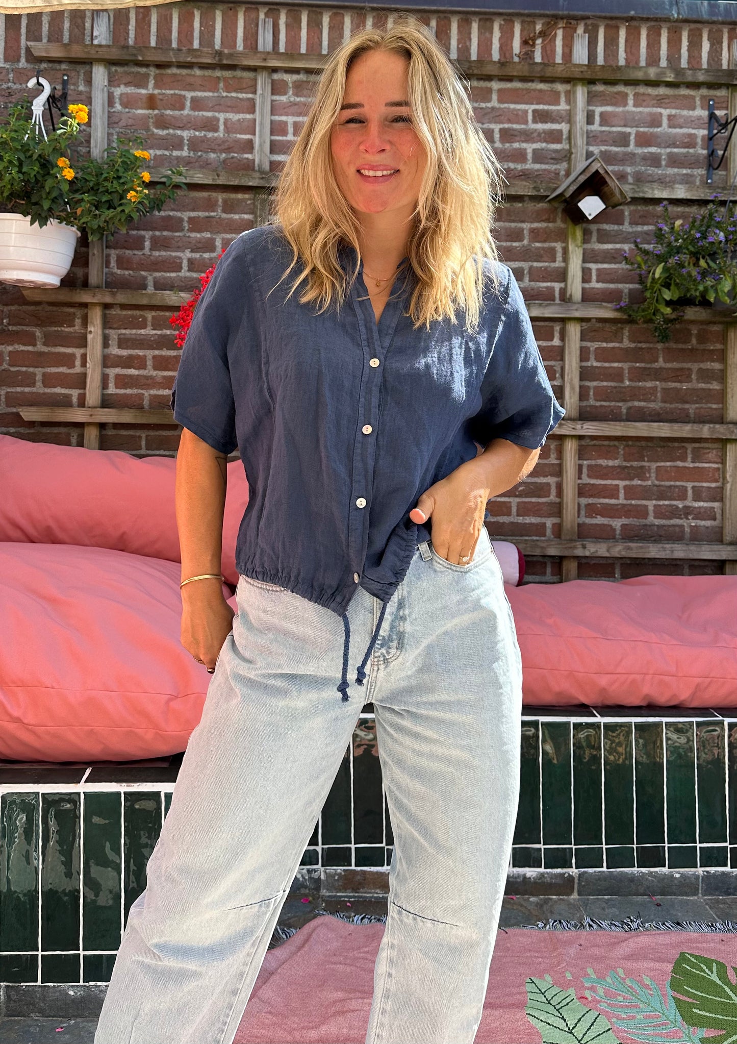 Ima - linnen blousje blauw