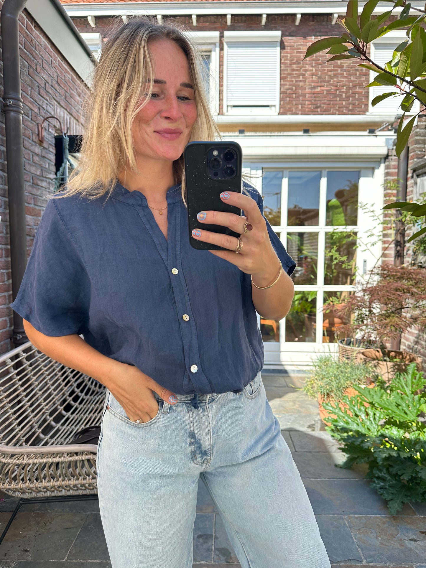 Ima - linnen blousje blauw