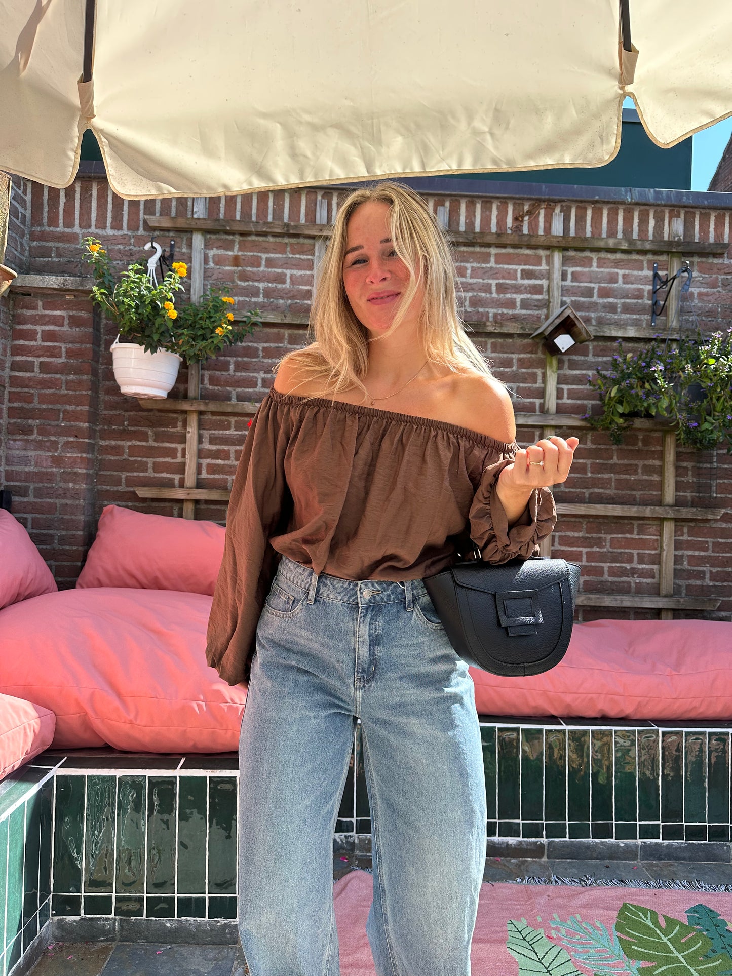 Wanda -zwart leren tasje