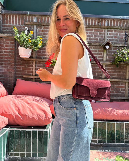 Margot - burgundy suède tas