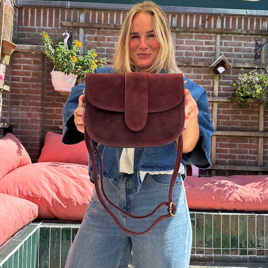 Moon bag - burgundy suède